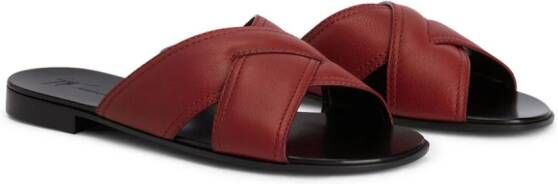 Giuseppe Zanotti Flavio leren slippers Rood