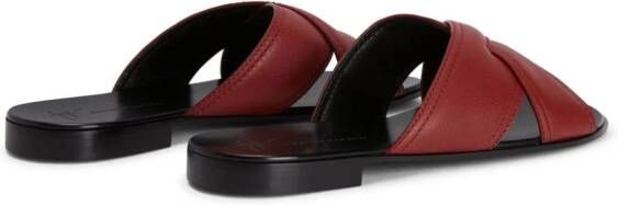 Giuseppe Zanotti Flavio leren slippers Rood