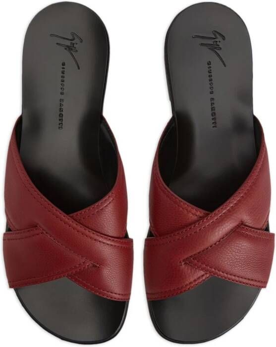 Giuseppe Zanotti Flavio leren slippers Rood