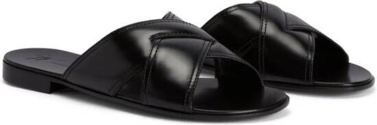 Giuseppe Zanotti Flavio leren slippers Zwart