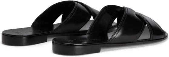 Giuseppe Zanotti Flavio leren slippers Zwart