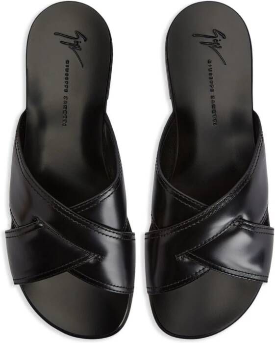 Giuseppe Zanotti Flavio leren slippers Zwart