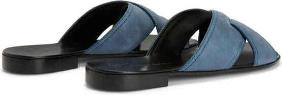 Giuseppe Zanotti Flavio suède slippers Blauw