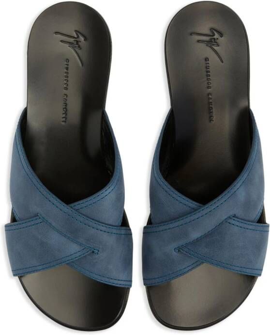 Giuseppe Zanotti Flavio suède slippers Blauw