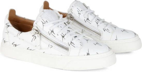 Giuseppe Zanotti Frankie sneakers met all-over logoprint Wit