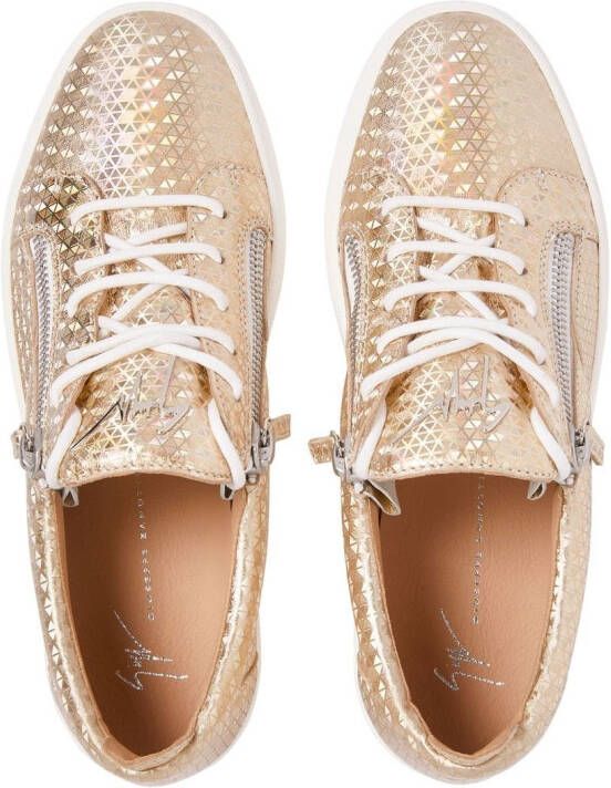 Giuseppe Zanotti Frankie Kaleido sneakers met metallic-effect Beige