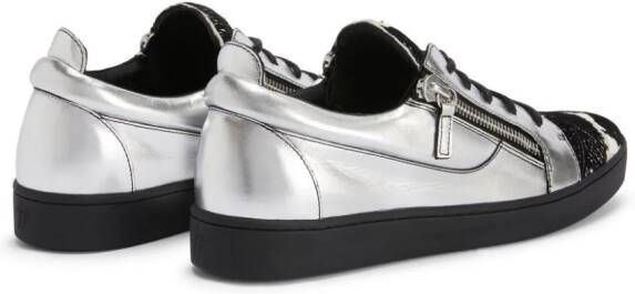 Giuseppe Zanotti Frankie leren sneakers Zilver