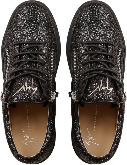 Giuseppe Zanotti Frankie sneakers met glitter Zwart