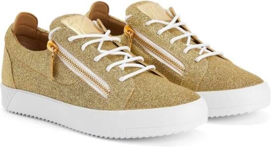 Giuseppe Zanotti Frankie sneakers met glitters Goud