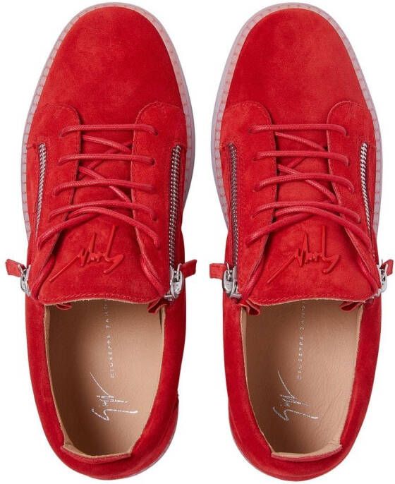 Giuseppe Zanotti Frankie sneakers met ritsdetail Rood