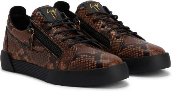 Giuseppe Zanotti Frankie sneakers met slangenhuidprint Bruin