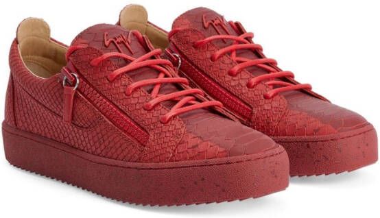 Giuseppe Zanotti Frankie sneakers met slangenleer-effect Rood