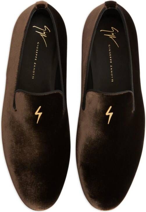 Giuseppe Zanotti G-Flash fluwelen loafers Bruin