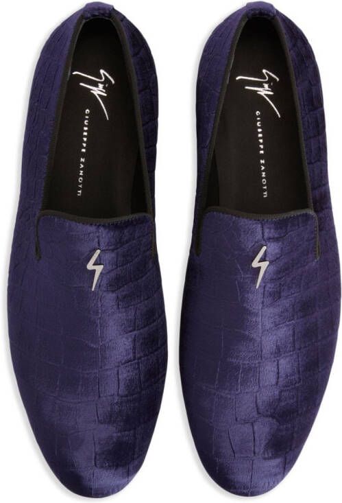 Giuseppe Zanotti G-Flash loafers met krokodillen-reliëf Blauw