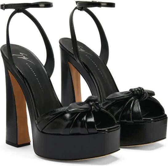 Giuseppe Zanotti Gabriiela leren sandalen met plateauzool Zwart