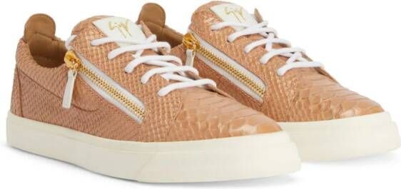 Giuseppe Zanotti Gail sneakers met slangenleer-effect Oranje