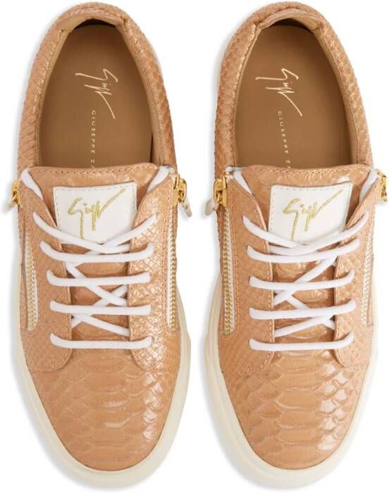 Giuseppe Zanotti Gail sneakers met slangenleer-effect Oranje