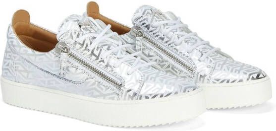 Giuseppe Zanotti Gail sneakers met monogramprint Zilver