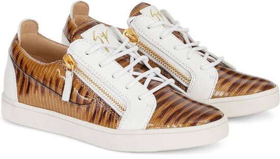 Giuseppe Zanotti Gail sneakers met slangenleer-effect Bruin