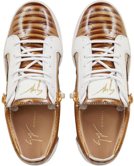 Giuseppe Zanotti Gail sneakers met slangenleer-effect Bruin