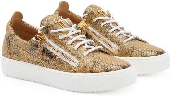 Giuseppe Zanotti Gail sneakers met slangenleer-effect Goud