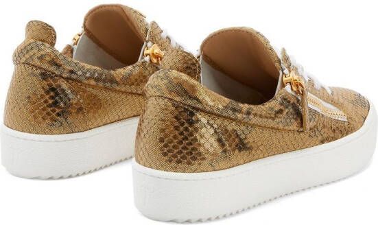 Giuseppe Zanotti Gail sneakers met slangenleer-effect Goud