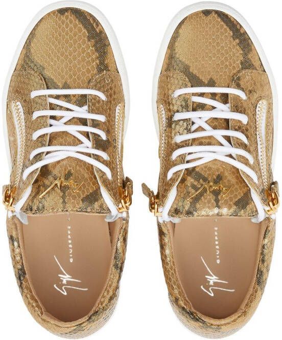 Giuseppe Zanotti Gail sneakers met slangenleer-effect Goud