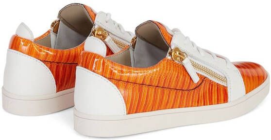 Giuseppe Zanotti Gail sneakers met slangenleer-effect Oranje