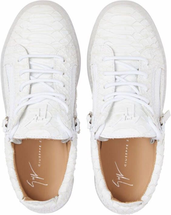 Giuseppe Zanotti Gail sneakers met slangenleer-effect Wit
