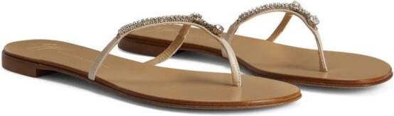 Giuseppe Zanotti Gentille leren teenslippers Beige