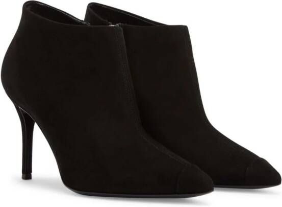 Giuseppe Zanotti Greek 90mm suède enkellaarzen Zwart