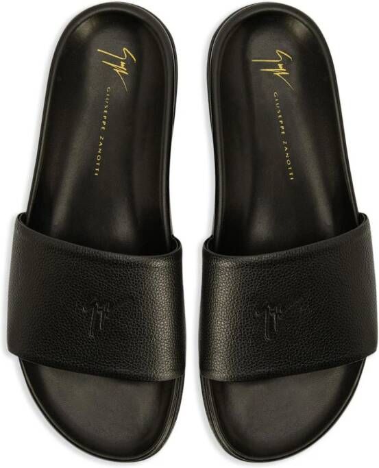 Giuseppe Zanotti Gz-indi leren slippers Zwart