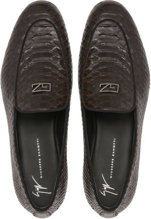 Giuseppe Zanotti GZ Rudolph loafers met slangenhuid-effect Bruin