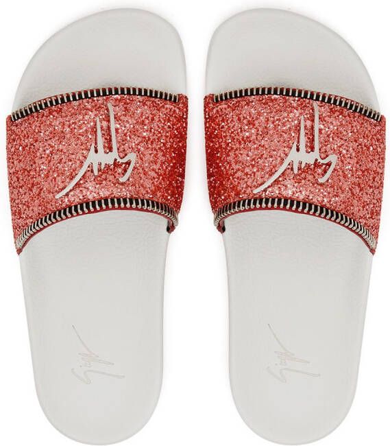 Giuseppe Zanotti Halley slippers met glitter Roze