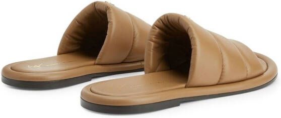 Giuseppe Zanotti Harmande leren slippers Bruin