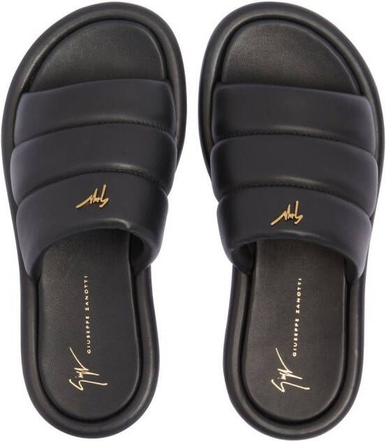 Giuseppe Zanotti Harmande leren slippers Zwart