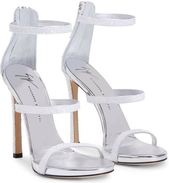 Giuseppe Zanotti Harmony sandalen met glitter Zilver