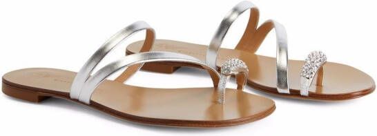 Giuseppe Zanotti Hillary Ring metallic slippers Zilver