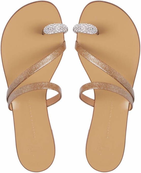 Giuseppe Zanotti Hillary Ring slippers met glitter Goud