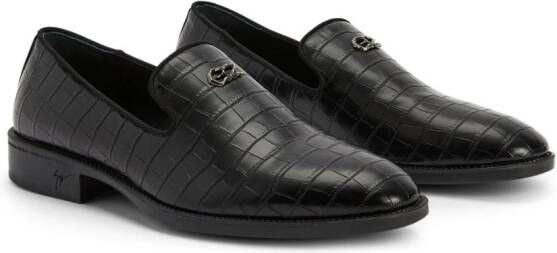 Giuseppe Zanotti Imrham loafers met krokodillen-reliëf Zwart
