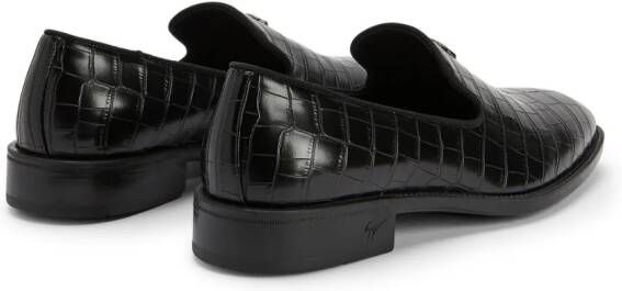Giuseppe Zanotti Imrham loafers met krokodillen-reliëf Zwart