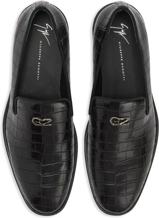 Giuseppe Zanotti Imrham loafers met krokodillen-reliëf Zwart