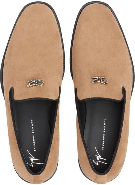 Giuseppe Zanotti Imrham loafers met logoplakkaat Beige