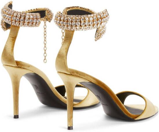 Giuseppe Zanotti Intriigo Bijoux fluwelen sandalen Goud