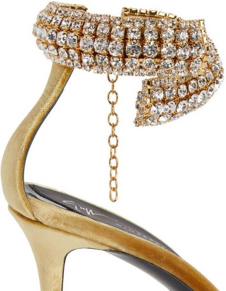 Giuseppe Zanotti Intriigo Bijoux fluwelen sandalen Goud