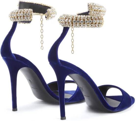 Giuseppe Zanotti Intriigo Bijoux fluwelen sandalen Paars