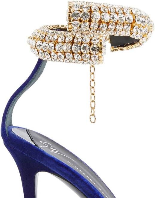 Giuseppe Zanotti Intriigo Bijoux fluwelen sandalen Paars