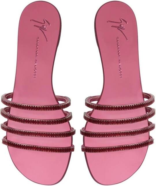 Giuseppe Zanotti Iride Crystal slippers van kristallen Roze