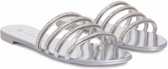 Giuseppe Zanotti Iride slippers verfraaid met kristallen Zilver