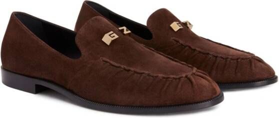 Giuseppe Zanotti Jareth fluwelen loafers Bruin